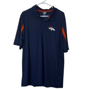 NFL Team Apparel Men’s Denver Broncos Football Polo Shirt Size XL Navy Orange
